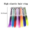 HUJIANWEN Colored Braids Hair Extensions with Rubber Bands Rainbow Braided Synthetic Hairpieces Ponytail Hair Accessories for Women Kids Girls Party Highlights Cosplay Dress Up