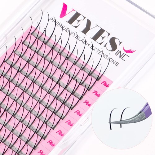 VEYES INC Spikes Lash Extensions 0.07 C Curl 8-16mm Mixed Length, Premium Eyelashes Tray, Professional Supplies for Lash Techs (Matte Black)