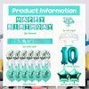 10th Birthday Decorations for Girls-Teal Glitter Double Digits 10 Cake Topper and It’s my 10th Birthday Sash, Silver 10tht Birthday Crown,Teal Happy Birthday Banner Number 10th Birthday Foil Balloons