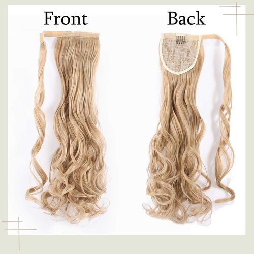 Gangel Ponytail Extension Curly Wavy Pony Tails Wrap Around Hairpiece Synbthetic Clip in Hair Extensions Magic Paste Hair Wraps Hair Ponytail for Women and girls(Pack of 1) Blonde Platinum Mix(27613)
