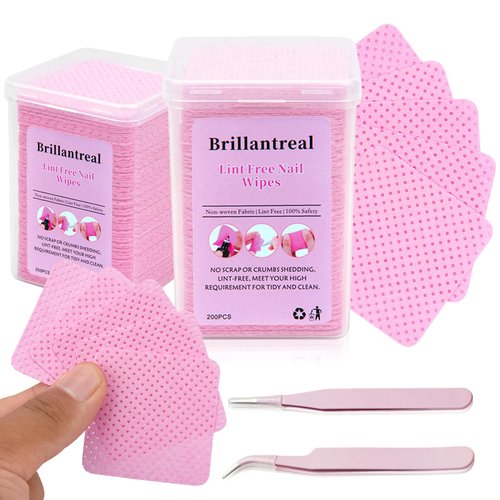 400 PCS Lint-Free Nail & Lash Wipes - Super Absorbent, Non-Woven, Soft Glue Wipes for Eyelash Extensions and Nail Polish Removal