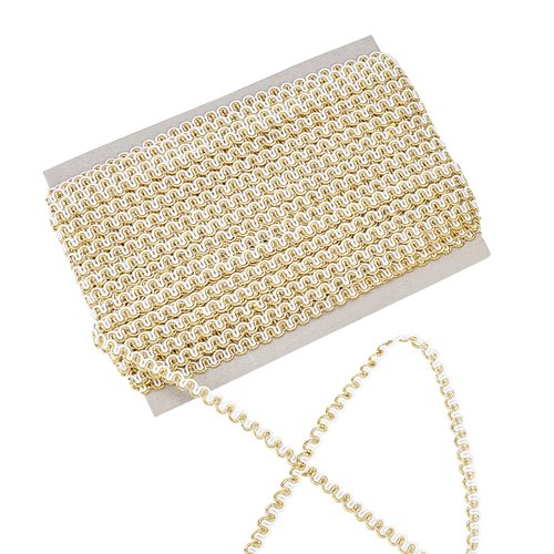 PH PandaHall 21 Yards Lace Trim, 6mm Gimp Braid Scroll Braid Trim Golden & White Polyester Ribbon Fabric Trim Lace Ribbon for Pillow Slipcover Sewing Crafting Costume Jewelry DIY Crafts Home Decor