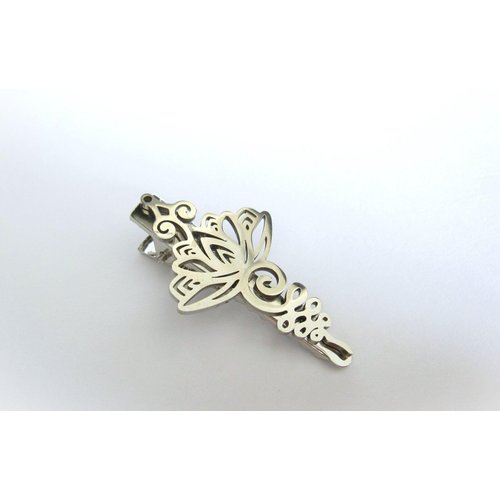 Generic Shiny silver tone metal lotus flower alligator hair claw clip fine hair