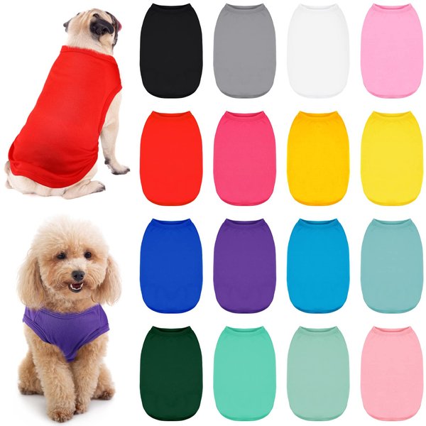 16 Pieces Dog Shirts Soft Dog T-Shirt Pet Basic Clothes Pet Puppy Blank Clothes Soft and Breathable Outfits ​for Dogs Cats Puppy Pet (M)