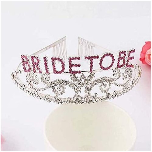 Veewon Pretty Rhinestone Sparkle Bride to Be Tiara Crown Headband Comb Wedding Bridal Shower Party Decorations