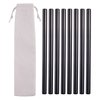 Reusable Boba Smoothie Straws, Metal Straws for Milkshakes, Bubble Tea, Jumbo Drinks, 8-Pack 0.5" Wide 18/10 Stainless Steel Straws & 1 Carrying Case, Black