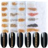 JERCLITY 4 Packs of 24 Strips Nail Chains for Nail Art Gold Silver Alloy Metal Nail Art Chains Gold Nail Charms Punk Nail Studs Jewelry Accessories for Women Nail Art