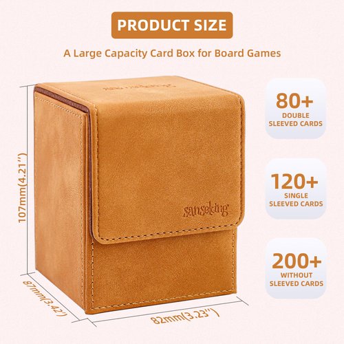 Sanseking Card Deck Box for MTG Commander Deck Box fits 100+ Single Sleeved Cards Lamb Leather Card Box Magic Card Boxes for MTG TCG CCG (Vertical,Brown)