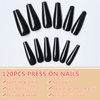 EternalClassic 120pcs Press on Nails Long Coffin, Black Fake Nails Long Ballerina Acrylic Nails Press on Coffin Tips Artificial False Nails with Adhesive Tabs for Women Girls
