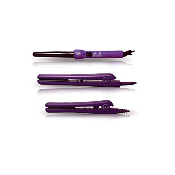 ISO Beauty Full Set w/ 1.25" Hair Straightener, Curling Iron Wand and Mini Flat Iron Complete Full Set (Purple)
