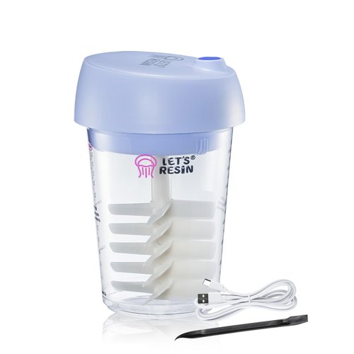 LET'S RESIN Auto Resin Mixer, Hands-Free Easy Clean Epoxy Mixer, Electric Stirrer for 24Fl.oz Mixing, Resin Supplies for Resin Casting, Molds, Soap Making(10pcs 32oz Mixing Cups) Blue