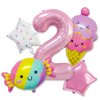 Ice Cream Birthday Decorations, 5 Pcs Dokuna Ice Cream Balloons 2nd Birthday Decorations for Girls, Giant Number 2 Foil Mylar Balloon, 2 Years Old Ice Cream Theme Birthday Party Supplies Decor (2nd)