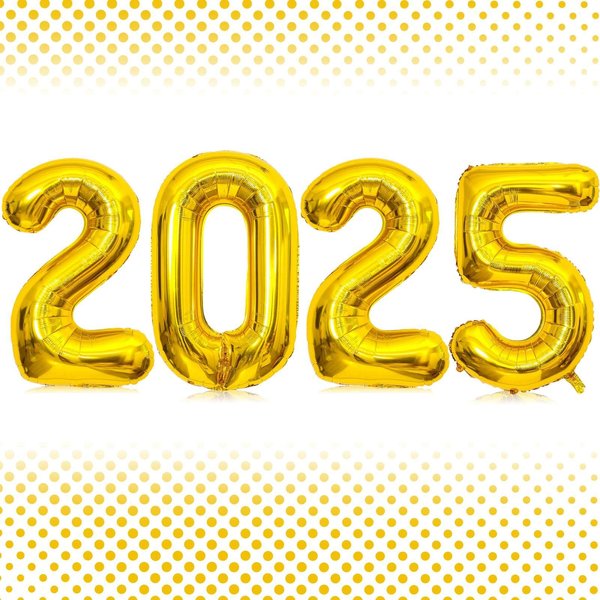 16 Inch Gold Number 2025 Balloons, Big 2025 Number Balloons New Year Foil Gold Balloons for 2025 Happy New Year Eve Celebration Decorations Party Supplies New Years 2025 Balloons Gold