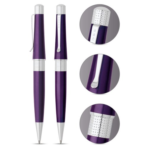 Cross Beverly Refillable Ballpoint Pen, Medium Ballpen, Includes Premium Gift Box - Deep Purple Lacquer