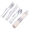 N9R 30 Pack Pre Rolled Silver Plastic Cutlery Set, Wrapped Plastic Silverware Set with 30 Forks, 30 Knives, 30 Spoons and 30 Napkins, Disposable Cutlery Set for Party and Wedding