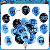 PLHDOR Video Game Birthday Party Decorations,Gaming Happy Birthday Banner Latex and Foil Gamer Balloons TableCloth Stickers Party Supplies for Boys Adults