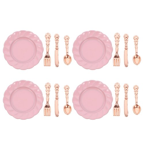 jojofuny 4 Sets Miniature Dollhouse Dish 1 12 Scale Miniature Plate Dollhouse Plate Dinner Set Simulation for Dollhouse Kitchen Accessories