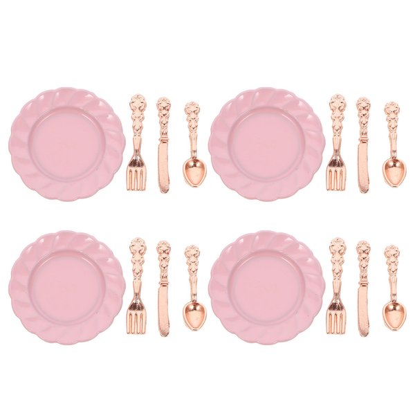 jojofuny 4 Sets Miniature Dollhouse Dish 1 12 Scale Miniature Plate Dollhouse Plate Dinner Set Simulation for Dollhouse Kitchen Accessories
