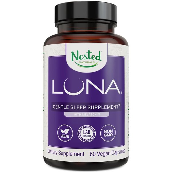 Luna Sleep Aid - Non-Habit Forming Natural Sleeping Pills for Adults with Naturally Sourced Ingredients - Valerian Root, Melatonin, Chamomile, Lemon Balm, and More - 60 Vegan Capsules