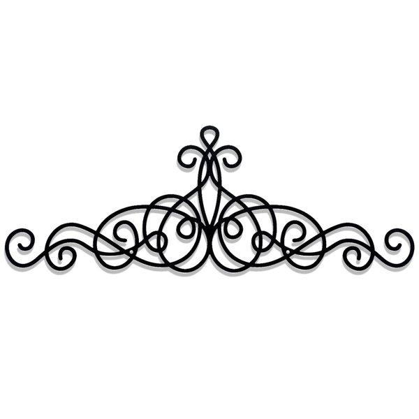 Metal Wall Decor Traditional Metal Scroll Wall Art Decor Rustic Iron Medallion Black Wall Art Iron Wall Plaque for Home Living Room Decoration, 15.76 x 5.52 Inch