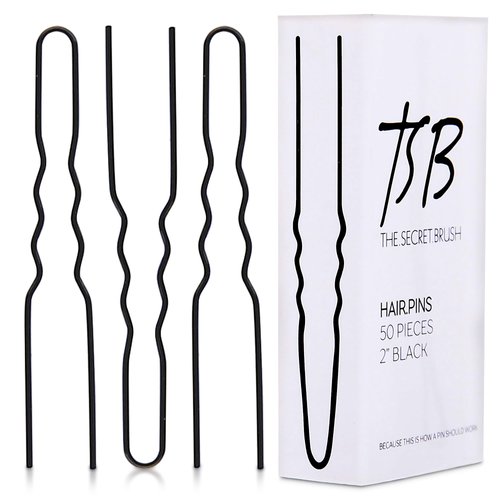 TSB NUSA No.2 Flexible Black Hair Pins Set of 50-2.0 Inch Pins Vintage Style, Strong Hold, Comfortable & Sleek Design - Hand Polished Tips - Ideal for Beauty Experts & Hairstyling Professionals