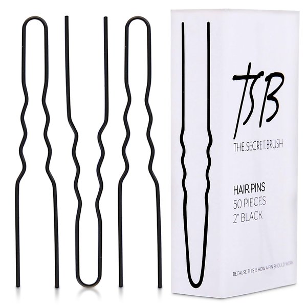 TSB NUSA No.2 Flexible Black Hair Pins Set of 50-2.0 Inch Pins Vintage Style, Strong Hold, Comfortable & Sleek Design - Hand Polished Tips - Ideal for Beauty Experts & Hairstyling Professionals