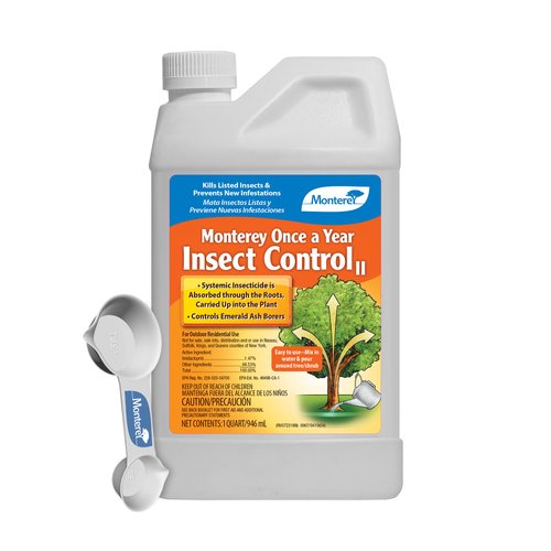 Monterey Once A Year Insect Control II Bundled with Measuring Spoon - Systemic Insecticide Absorbed Through Roots Into Plant - 1 Quart