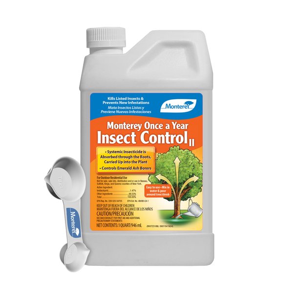 Monterey Once A Year Insect Control II Bundled with Measuring Spoon - Systemic Insecticide Absorbed Through Roots Into Plant - 1 Quart