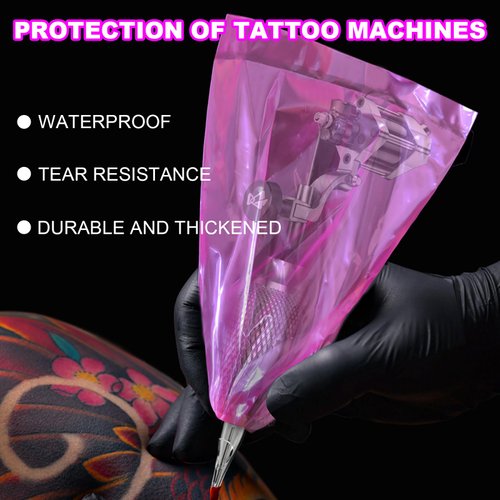 300PCS Tattoo Machine Bags,Disposable Tattoo Machine Bags Gun Bags Plastic Sleeve,Purple Tattoo Supplies Bags (3.9 in X 5.1 In) for Machine Covers Bags,Tattoo Supplies,Tattoo Kits (purple)