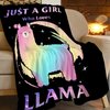 Llama Blanket for Girls Boys Alpaca Blanket Llama Gifts Just A Girl Who Loves Llama Throw Blanket Super Soft Warm Cozy Alpaca Plush Fleece Blanket for Kids Bed Decor 40"X50"