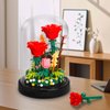 Topdear Flower Bouquets Building Sets with LED String Light and Dust Cover, 593 Pcs Red Rose Bouquet Building Block Gifts for Mothers Day, Valentines Day, Birthday, Anniversary, Christmas