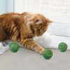 MiOYOOW 3PCS Cat Toy Balls, Interactive Pet Play Balls Sisal Rope Scratching Chew Ball Toy with Rustling Sound/Pea Pod Storage for Indoor Kitten Training Hunting