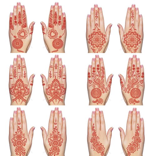 Henna Tattoo Stickers Brown Waterproof temporary hand tattoo stickers Henna Tattoo For Women Wedding Party Festivals, & Parties Decoration