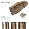 WindTouch Clip in Hair Extensions Balayage Chocolate Brown to Dark Blonde 12Inch 70g Human Hair 7PCS #4p27