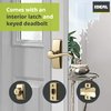 Ideal Security Door Lever with Deadbolt Lock for Storm and Screen Doors, Bright Brass (4-Piece Set)