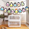 Cute Penguin Happy Birthday Banner, Penguin Birthday Party Decorations, Boy Girl Baby Shower Cartoon Animal Theme Supplies Garland, Winter Onederland Kids 1st First Bday Decor