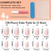LoveOurHome 120pc Square Press on Nails Medium Fake Nails Ombre Nude False Nails Medium Square Nails Press ons Nail Glossy Artificial Nail Tips Presson Fingernails with Nail Glue Adhesive Tabs
