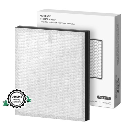MORENTO 2 Pack HY4866 Genuine Air Purifier Replacement Filter for HY4866 Air Purifer, Enhanced Version
