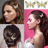 HINZIC 2pcs Rhinestone Butterfly Hair Clip Bling Crystal Metal Hair Accessories Diamond Headdress for Women Wedding Bride Party Prom(Green, Gold)