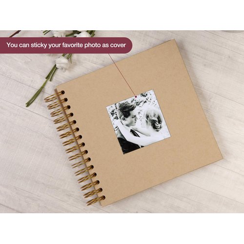 potricher 8 x 8 Inch DIY Scrapbook Photo Album 80 Pages Thick Kraft Blank Yellow Paper Memory Book for Wedding and Anniversary Family (Yellow, 8 Inch)