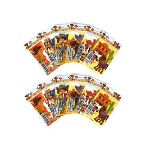 TINYMILLS Western Black Cowboys and Cowgirls Coloring Books for Kids with 12 Coloring Books and 48 Crayons Western Party Favors, Goody Bag Filler