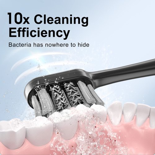 XFU Sonic Electric Battery Toothbrush for Adults and Kids, 3 Brush Heads, with 3 Modes and Waterproof IPX7, Bulid in 2 Mins Timer 24,000 VPM XFU-2007 (2007 Black)