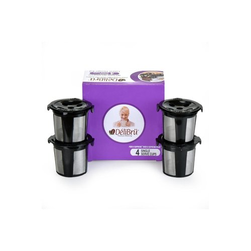 DeliBru Reusable K Cups for Keurig Supreme and K Supreme Plus Coffee Pods Filter - Pack of 4 - Refillable K Cups for Keurig Supreme Plus Coffee Maker - K cups reusable pod Keurig Supreme Accessories