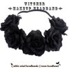 Catery Black Flower Headband Wreath Flower Crown Gothic Rose Head Bands Day Of The Dead Wedding Festivals Photo Props Party Halloween Flower Headpiece Hair Accessories for Women and Girls