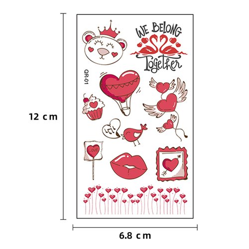 85 PCS 10 sheets Valentines Day Temporary Tattoos Birthday Party Decorations Supplies Favors Decor Themed Red Heart Tattoo Stickers Cute Gifts for Kids Women Girls Baby Shower Wedding Prizes