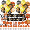Basketball Party Supplies Happy Birthday Banner, Sneakers Basketball Cake Topper & Basketball Themed Balloons for Kids, Teenagers, Boys and Basketball Fans, Slam Dunk Basketball Party Decoration
