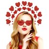 BleSky Heart Headband Valentines Day with Red Heart Shape Sunglasses Hair Accessories for Valentine Wedding Anniversary Party Favors