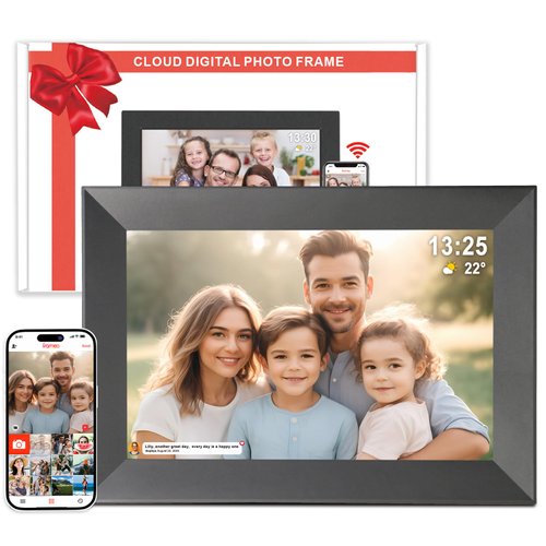 Frameo Digital Picture Frame WiFi - 10.1 Inch Digital Photo Frame with 32GB Storage, 1920x1200 IPS HD Touch Screen, Auto-Rotate, Setup to Share Photos or Videos Remotely via App from Anywhere