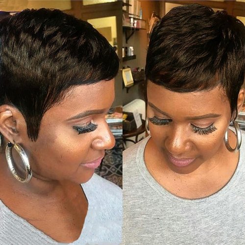 AIWEISE Pixie Cut Wig Human Hair Short Human Hair Wigs for Black Women Short Brown Wig Layered Wavy Pixie Wigs Short Glueless Wigs Natural Wavy Wig 4#