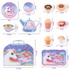 Golray Tea Party Set for Toddlers Girls Toys, Unicorn Gift for 3 4 5 6 Years Old, Tin Tea Set & Carrying Case & Food Treats Playset, Kids Kitchen Pretend Play for Age 3-6 Girls Birthday Gift Idea